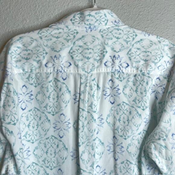 Stetson Cowboy Button Down White Shirt Blue & Green Paisley Print Size Large - Picture 5 of 11